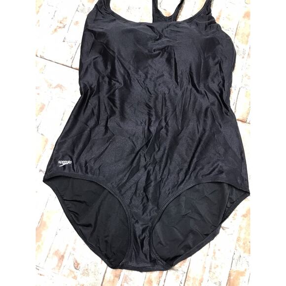 Speedo Women's Black One Piece Bathing Suit Swim Suit Plus Sz 22 Lightly Padded - Picture 3 of 12